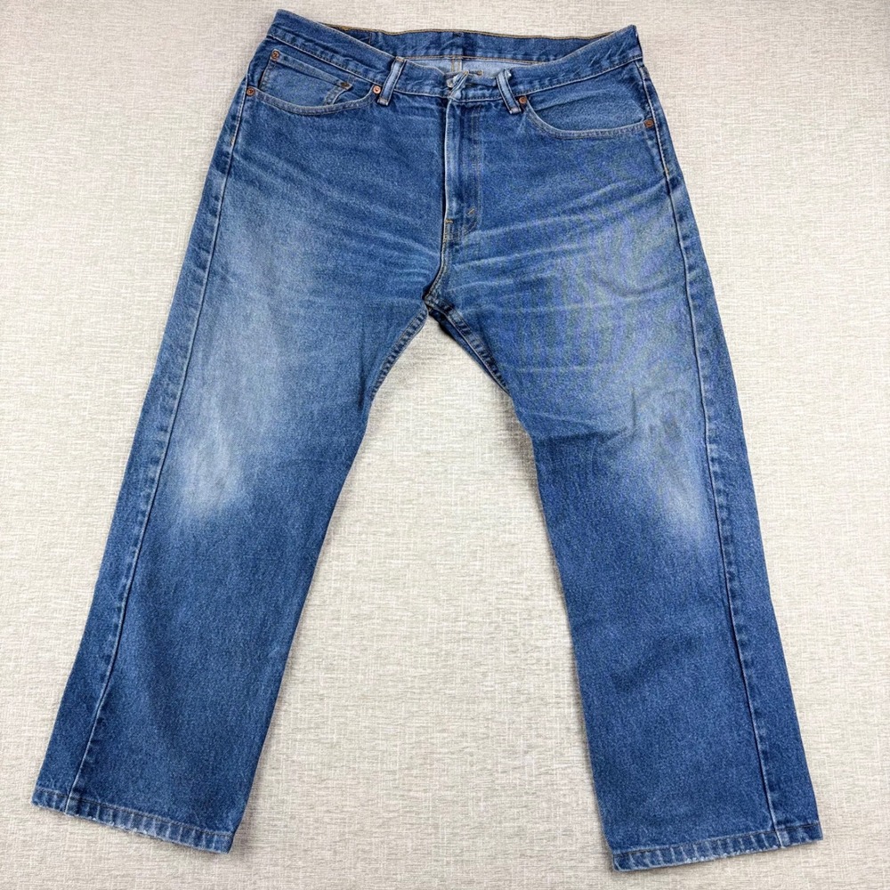 Levis 505 Mens 36x30 Light Distress Jeans Thigh Fade ** Vintage Style ** Denim